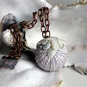 Украшения handmade. Livemaster - original item Pendant of shells and sea urchin on a copper chain "bezier". Handmade.