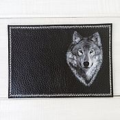 Сумки и аксессуары handmade. Livemaster - original item Passport cover men`s genuine leather black Wolf. Handmade.