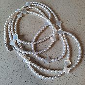 Работы для детей, handmade. Livemaster - original item Long pearl beads with mother of pearl in Van Cleef style Tenderness. Handmade.
