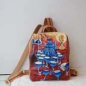 Сумки и аксессуары handmade. Livemaster - original item Leather backpack with custom painting.. Handmade.