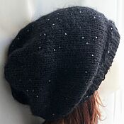 Аксессуары handmade. Livemaster - original item Voluminous warm beret Black mohair with lurex. Handmade.