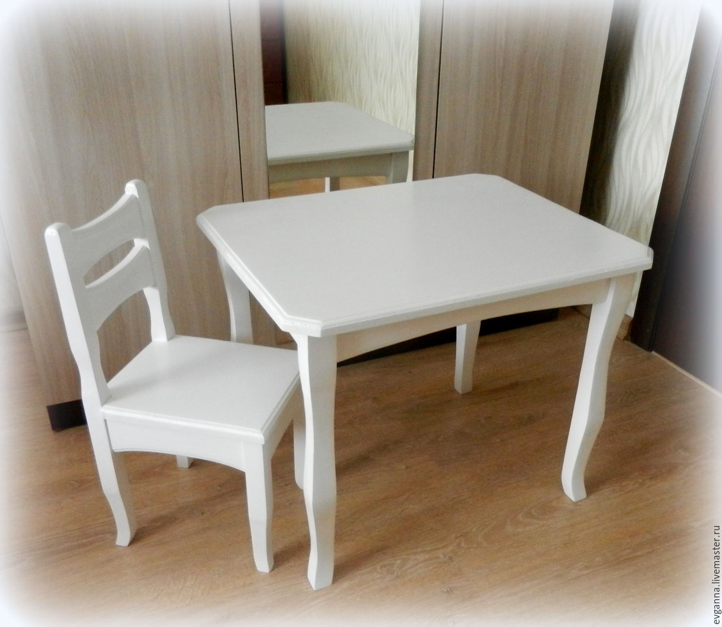 стол и стул детский деревянный белый икеа