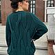 Jerseys: Women's knitted sweater with braids of the color dark green oversize. Jumpers. Kardigan sviter - женский вязаный свитер кардиган оверсайз. Online shopping on My Livemaster.  Фото №2