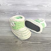 Одежда детская handmade. Livemaster - original item Booties: plush baby boots, children`s shoes, 12.5 cm on the foot. Handmade.