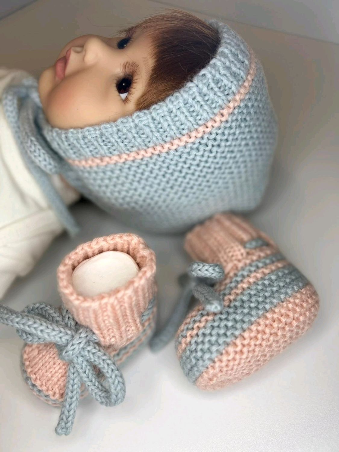 Чепчик с пинетками из итальянского мериноса 0-6мес – купить онлайн на ...