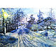 Painting Winter landscape watercolor, Pictures, Moscow,  Фото №1
