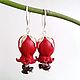 Earrings made of leather gramatici c pomegranate. Earrings. Shagree (Shagree). My Livemaster. Фото №6