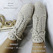 Материалы для творчества handmade. Livemaster - original item Video Master Class Knitted summer boots with crocheted soles. Handmade.