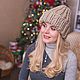 шапка вязаная зимняя крупная вязка, вязаный снуд LilyAnn, вязаный комплект Lily Ann