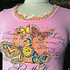 T-shirt pink Butterfly Volumetric decor Hand embroidery beads rhinestones. T-shirts. ssowl. Online shopping on My Livemaster.  Фото №2