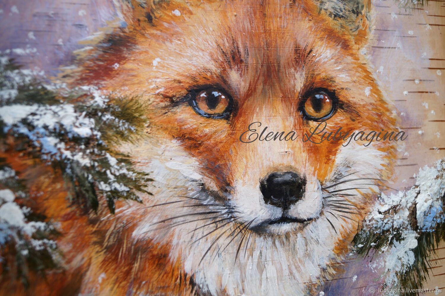 Картина Лиса картина на бересте подарок охотнику купить в интернет ...
