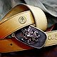 Leather belt with brass buckle 'Griffin' (Griffin). Straps. Leather product G.M.G.. My Livemaster. Фото №4