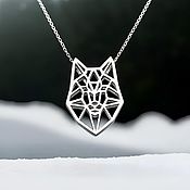Украшения handmade. Livemaster - original item Wolf Pendant with Chain | Silver / Geometry Collection. Handmade.
