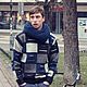 Sirogojno style мужской джемпер "Королевско-синие квадраты", Джемперы, Белград,  Фото №1
