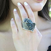 Украшения handmade. Livemaster - original item Arnebius ring with flint made of 925 sterling silver HM0013. Handmade.