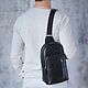 Men's Leather Sling Bag Backpack 'Kortez' (Black), Men\\\'s backpack, Yaroslavl,  Фото №1