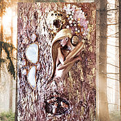Картины и панно handmade. Livemaster - original item Sculptural fantasy painting symbolism. Forest Girl Bear. Handmade.