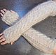 Downy beige knitted mittens 'Avtoledi' goat down. Mitts. KOZAmoDA (kozamoda) (kozamoda). Online shopping on My Livemaster.  Фото №2