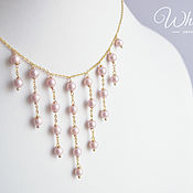 Украшения handmade. Livemaster - original item Rain necklace and earrings, Swarovski pink matte pearls. Handmade.