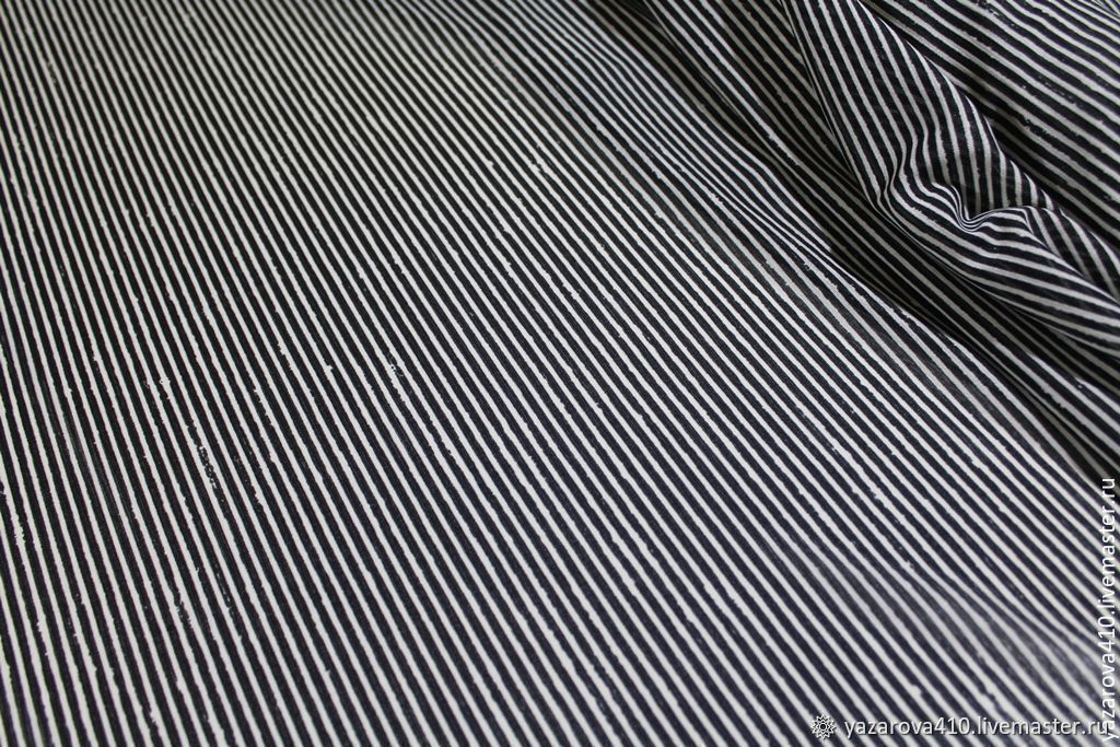 Трикотаж,в чёрно-белую,нарисованную, полоску,Франция, Ткани, Москва,  Фото №1