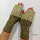 Order  Mittens with a scythe green alpaca. Lace knitting workshop. Lidiya.. Livemaster. . Mitts Фото №3