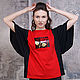 Order Women's T-shirt Red Rose, Black Oversize T-shirt, Sports Chic. Lara (EnigmaStyle). Livemaster. . T-shirts Фото №3