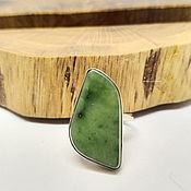 Украшения handmade. Livemaster - original item 17.5 r-r Ring with Green Jade Leaf. Handmade.