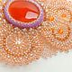Brooch with carnelian Openwork bow Peach down color. Brooches. Masterskaya Albiny Lapinoj. My Livemaster. Фото №4