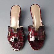 Обувь ручной работы handmade. Livemaster - original item Sandals made of patent crocodile leather, to order.. Handmade.