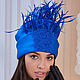 Royal Blu silk organza turban with lace and feathers. Turban. TURBAN SVS. Online shopping on My Livemaster.  Фото №2