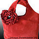 Bag and brooch. 'Red poppy'. (XL) (red suede), Classic Bag, Novosibirsk,  Фото №1