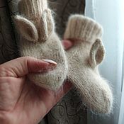 Аксессуары handmade. Livemaster - original item Baby socks bunny Down Mink. Handmade.