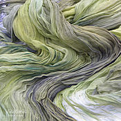 Бежевый шарф женский Палантин "Песок" жатый шарф шёлк 100%
