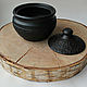 Sugar bowl with lid - black-flattened ceramic, Sugar Bowls, Vologda,  Фото №1
