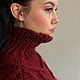 Women's high neck sweater made of pure maroon merino. Sweaters. Kardigan sviter - женский вязаный свитер кардиган оверсайз. My Livemaster. Фото №5
