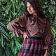 Blouse with a bow 'Brown' linen 100%. Blouses. Studio CAXAP by Tatyana Bykonya. Online shopping on My Livemaster.  Фото №2