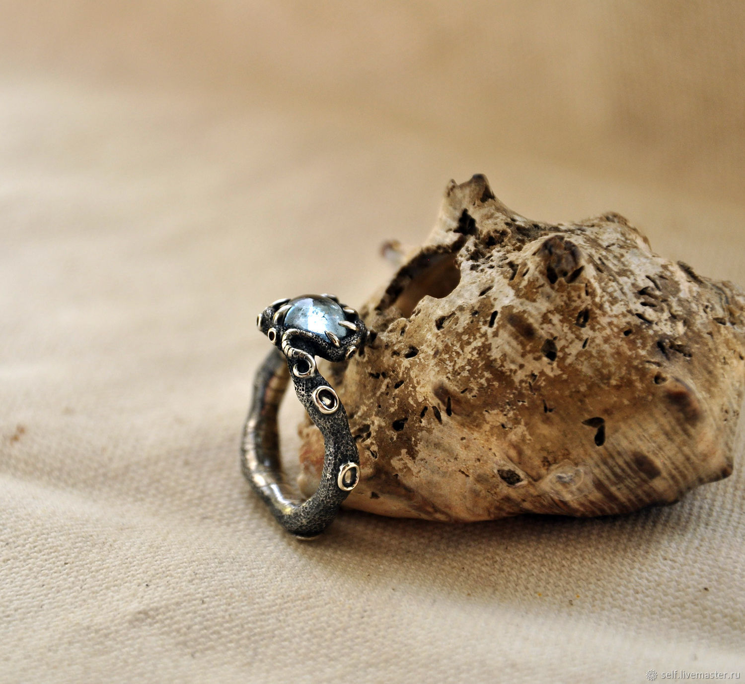 Кованое кольцо с аквамарином. Хватка дракона – заказать на Ярмарке ...