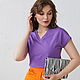 Loose Cotton Violet Jumper, Basic Purple T-shirt, T-shirts, Novosibirsk,  Фото №1
