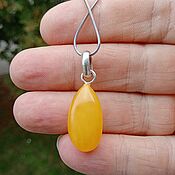 Украшения handmade. Livemaster - original item Amber pendant yellow natural stone pendant on a chain for a girl. Handmade.