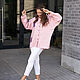 Camisa de lino de gran Tamaño con parches bordados en polvo rosa. Blouses. NATALINI. Ярмарка Мастеров.  Фото №5