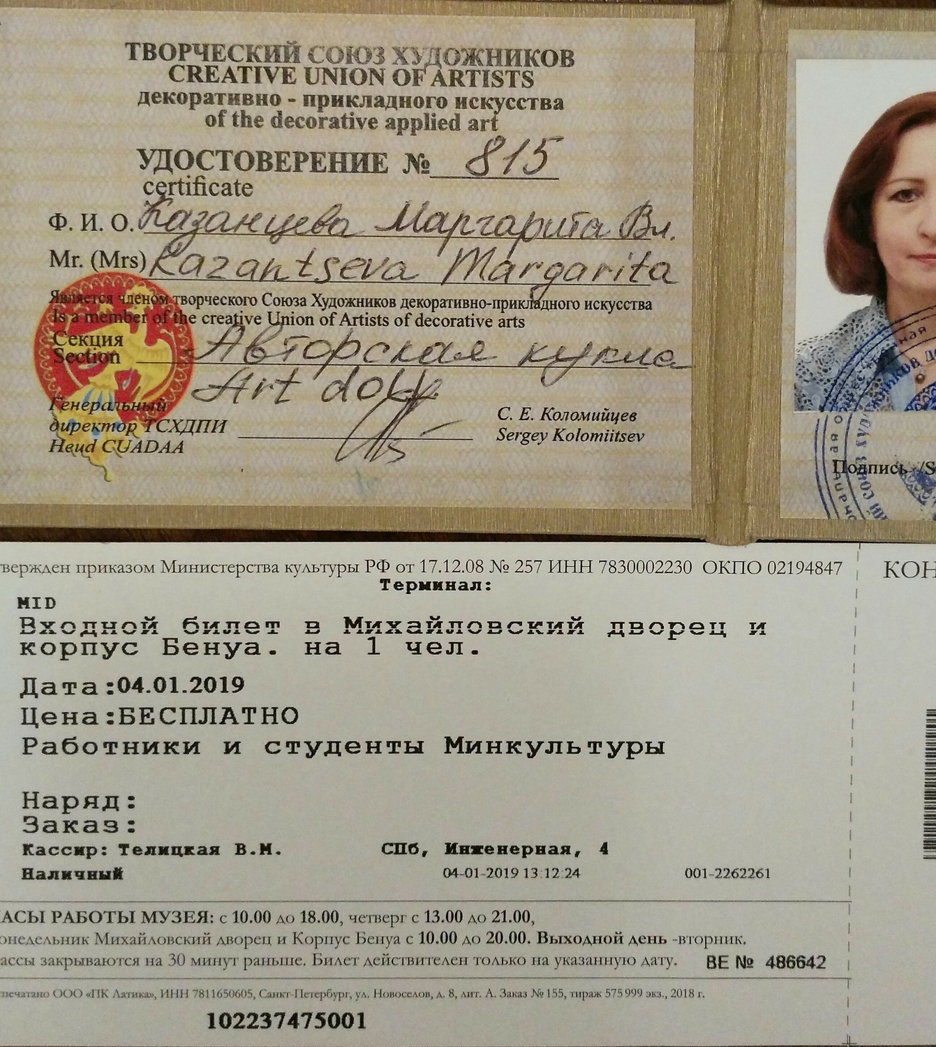 Я член тв. Союза художников ДПИ России