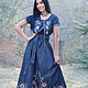 Long denim dress 'Delicate roses' with hand embroidery!, Dresses, Vinnitsa,  Фото №1