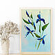 Mini painting with irises without a frame. Small oil paintings for the kitchen, Pictures, Moscow,  Фото №1