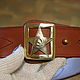 Men high quality brass star buckle Genuine leather belt, Straps, Kirov,  Фото №1