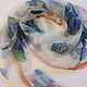 Batik Shawl. Blue Roses on the chiffon. Natural silk 100%, Shawls1, Riga,  Фото №1