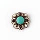 Brooch-the order of 'Turquoise and chocolate'. Brooches. PatinaBeadJewellery. Online shopping on My Livemaster.  Фото №2