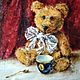 Teddy bear, cup, spoon, Pictures, Moscow,  Фото №1