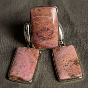 Украшения handmade. Livemaster - original item Rhodonite earrings and ring.. Handmade.