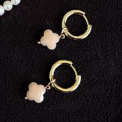 Украшения handmade. Livemaster - original item Hoop earrings: Gold-plated earrings rings with clover pendants. Handmade.