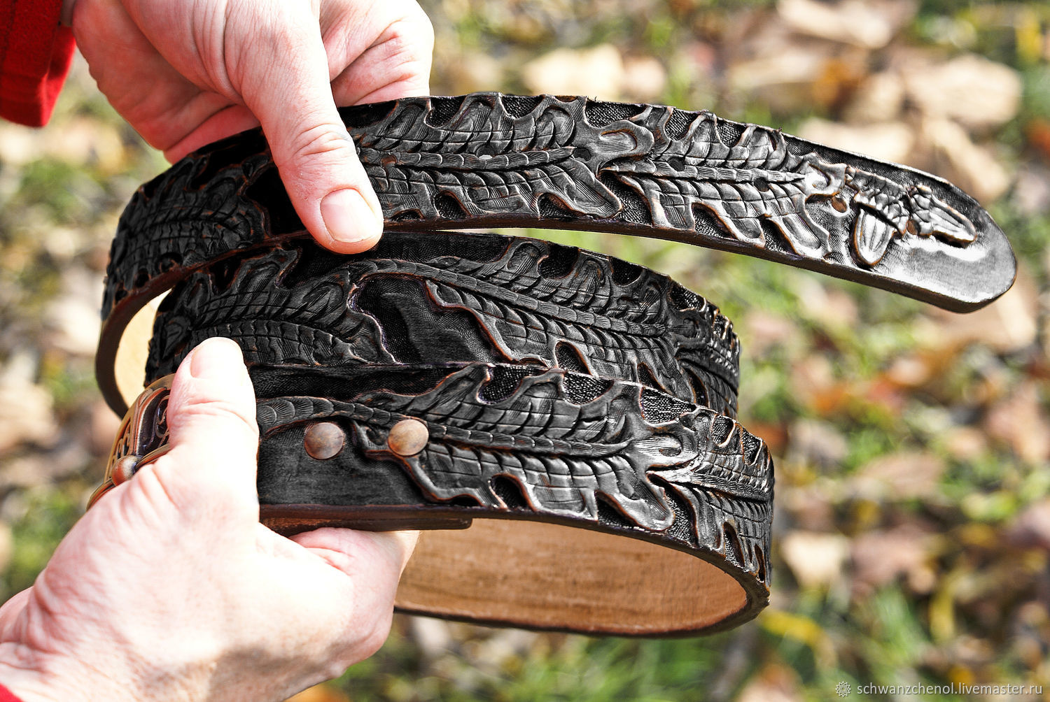 Men's leather belt 'Oak leaves', Straps, Krasnodar,  Фото №1